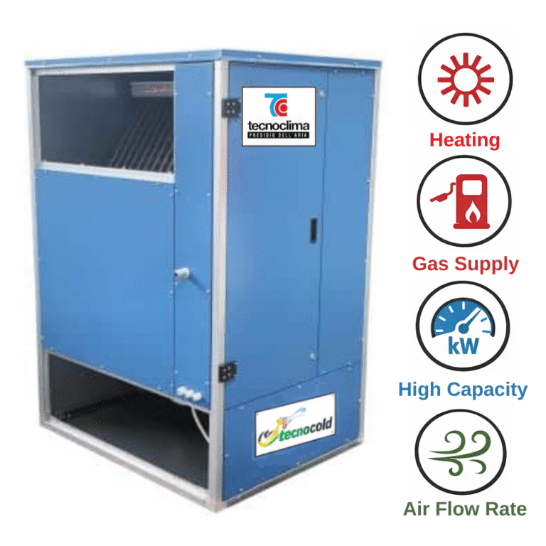 תנור EKOCIKKI 80 כחול עם תוויות tecnoclima ו-tecnocold