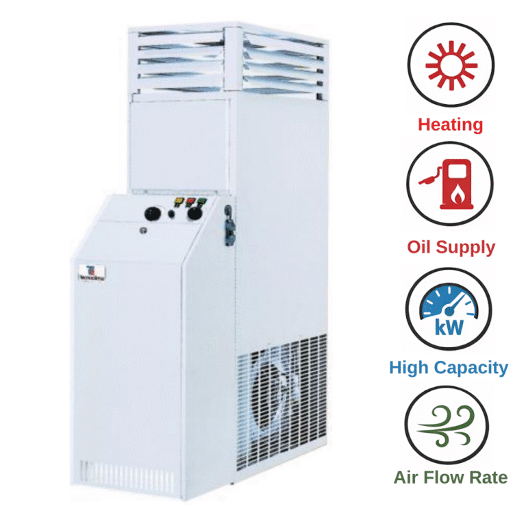 תנור אוויר חם Tecnoclima BA PLUS לבן עם ארבעה אייקוני מאפיינים