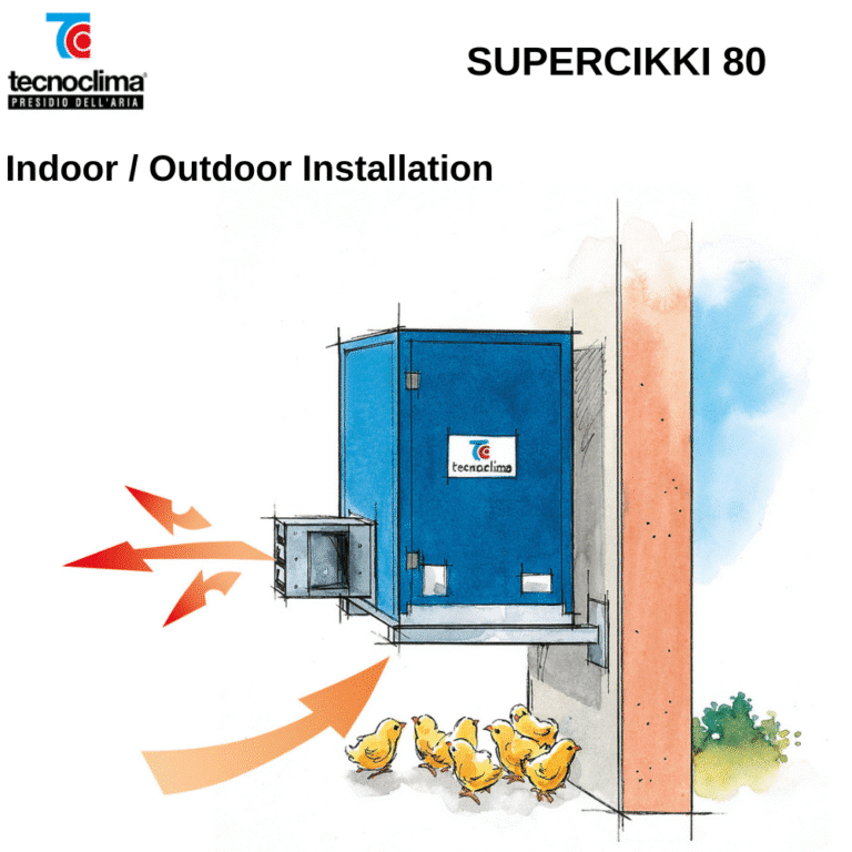 SUPERCIKKI 80 בהתקנה פנימית מעל אפרוחים עם חיצי אוויר חם