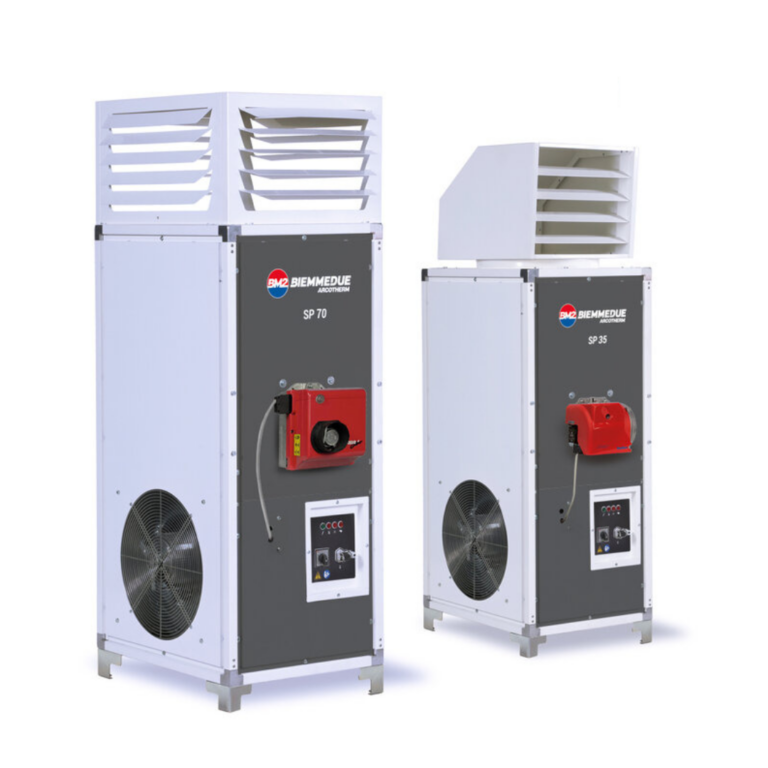 שני תנורי אוויר חם Biemmedue Arcotherm בדגמים SP 70 ו-SP 35