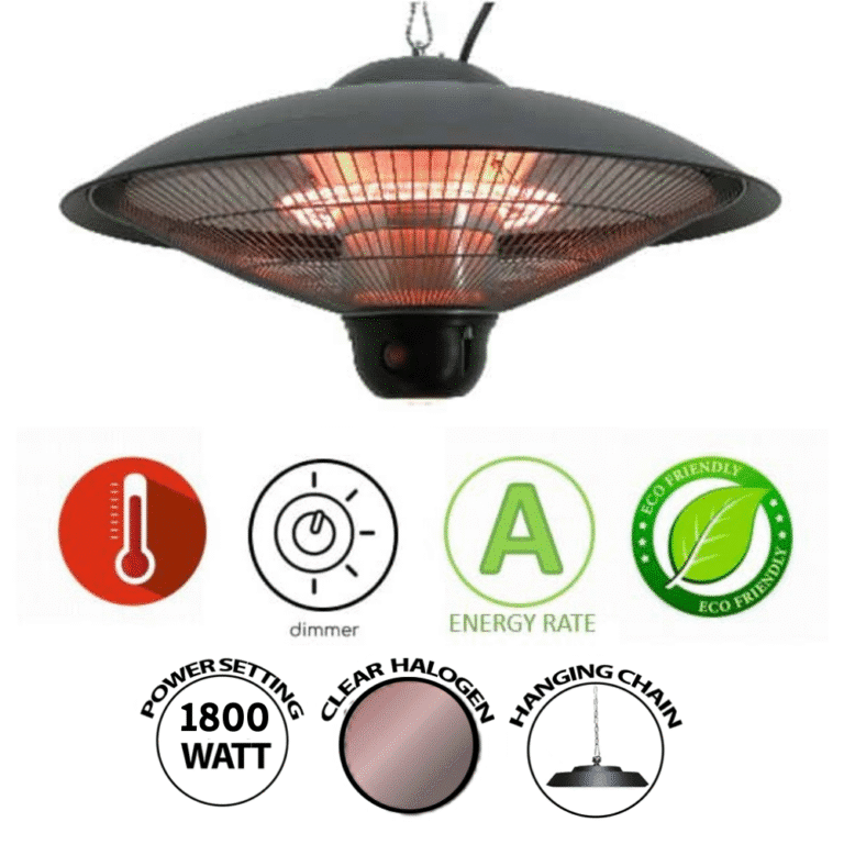 מחמם אינפרא תלוי ANIA 2125 שחור דולק, סמלי 1800W ודימר