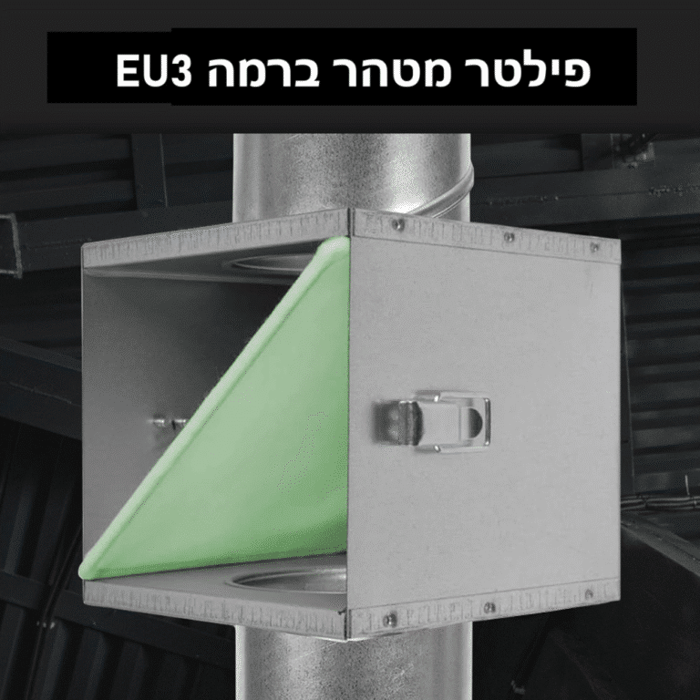 בית פילטר מגולוון על תעלה עגולה עם מסנן ירוק ברמת EU3