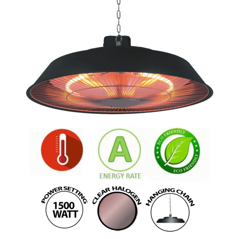 גרפיקת מפרט לתנור אינפרא ANIA OS1500 - 1500 וואט ונורת הלוגן שקופה