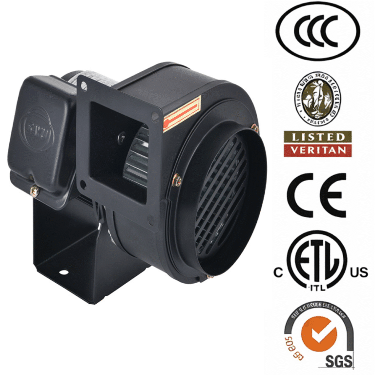 מפוח CY100-GL שחור ולצדו סמלי תקינה CCC, CE, ETL ו-SGS
