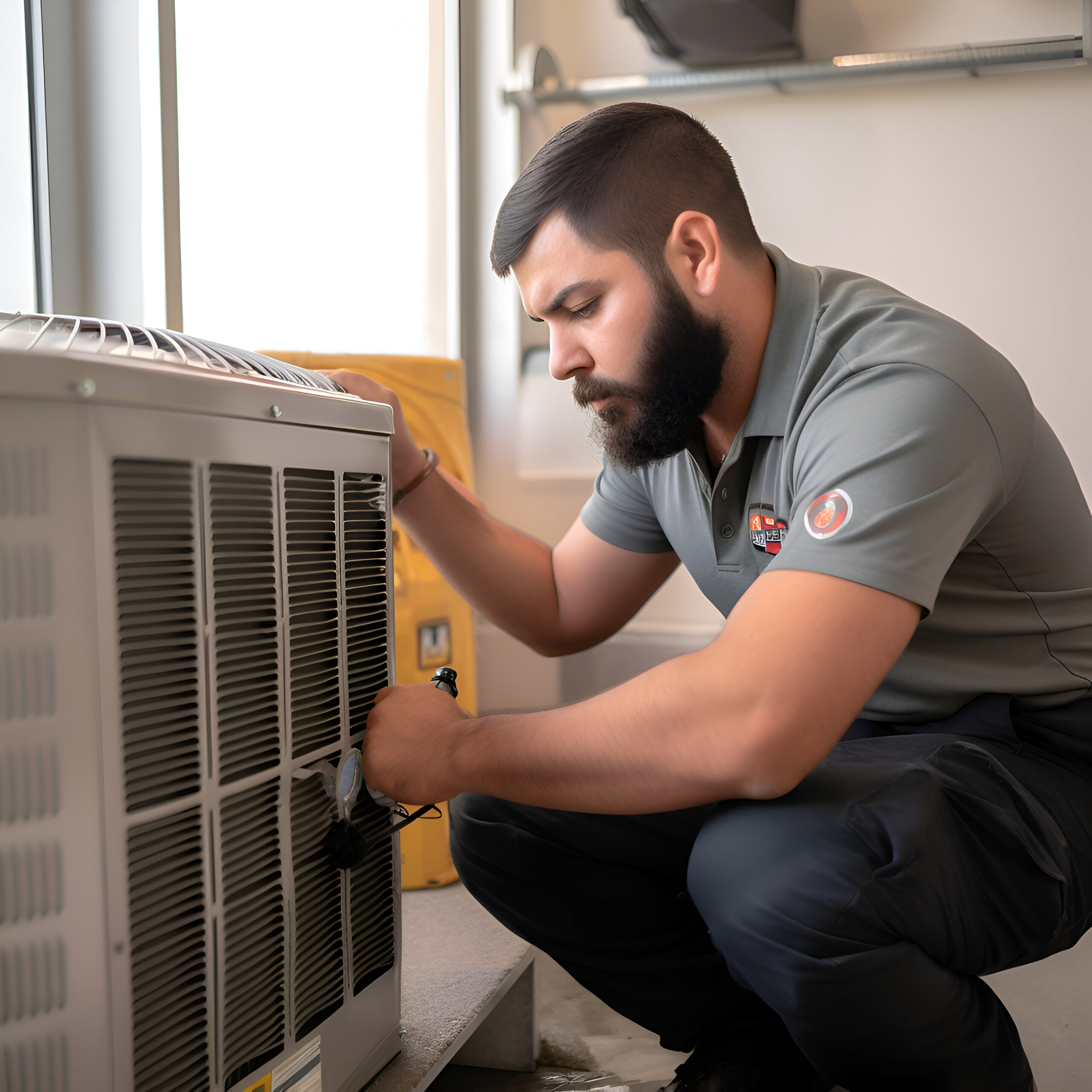 portrait technician repairing air conditioner his office scaled