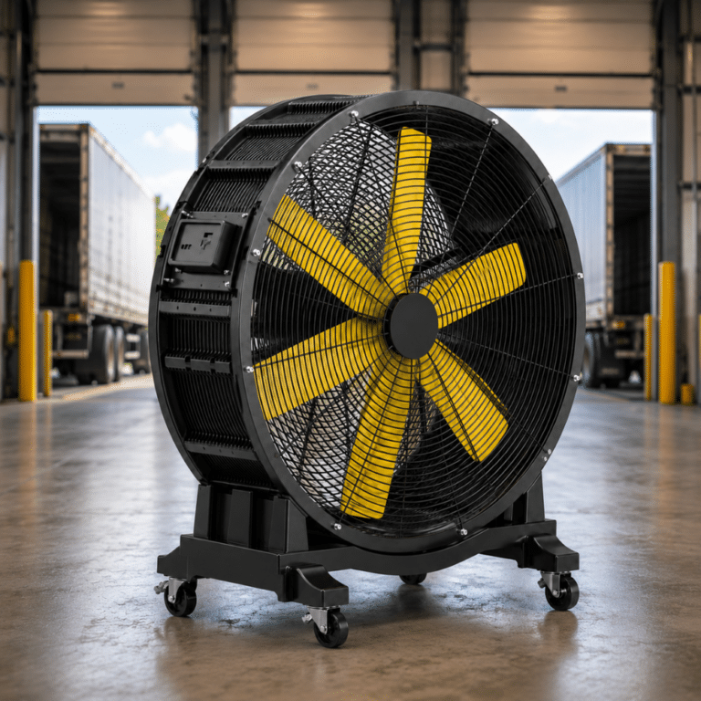מאוורר תעשייתי נייד FE-1000 ברציף העמסה מול משאיות